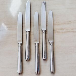 5pc Vintage Cutipol Portugal Dinner Knife 9”Round Hollow Handle Stainless Glossy